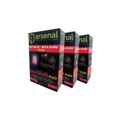 Appât pâte fraîche rodenticide fluorescent pour rat & souris X 3