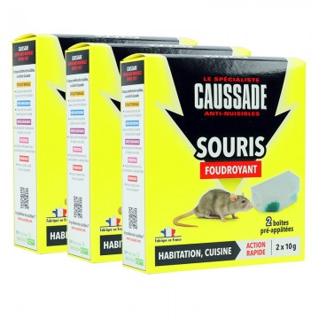 CAUSSADE CARSPT150, Boîte Anti Rats & Souris 150g, Forte Infestation, Prêt à l'emploi